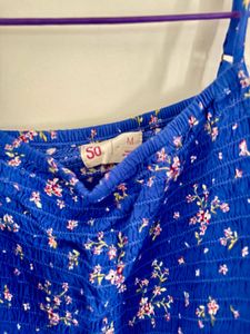 Blue Floral Smocked Sundress