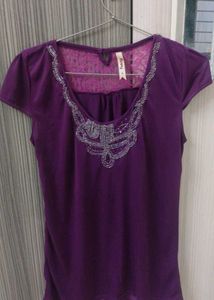 Designer Honey Women Purple Top For Party Wear