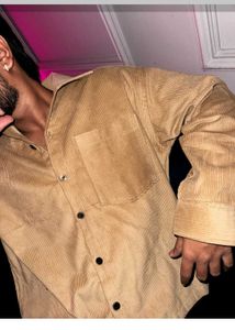 Corduroy Button-Up Beige Shirt