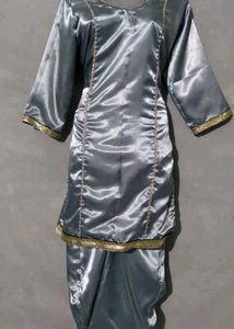 Silver Satin Salwar Suit