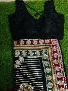 Beautiful 🖤 Black PartyWear Saree With Blouse