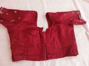 Maroon &amp; Gold Embroidered Fabric