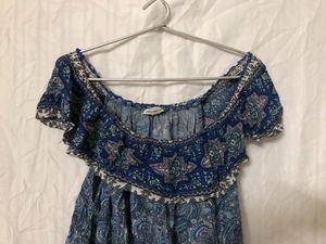 Blue Off-shoulder Top