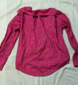Hot Pink Crinkle Tie-Front Top