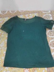 Green Crochet Sleeve Top