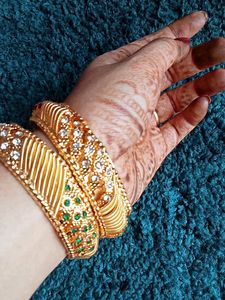 Gold Plated Bangles With Stud