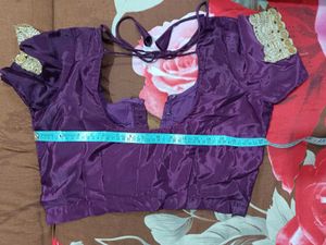 Beautiful Purple 💜 Saree With Stitched Blouse