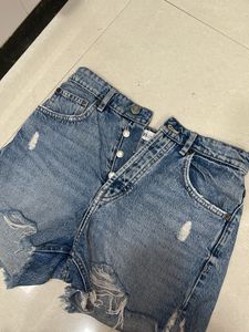 Zara Distressed Denim Shorts