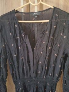 MAX Black Midi Dress with Long Sleeves