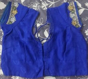 Embroidered Blue Saree Blouse
