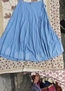 Blue Embroidered Skirt Set