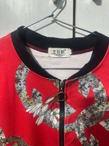 Red Floral Bomber Jacket