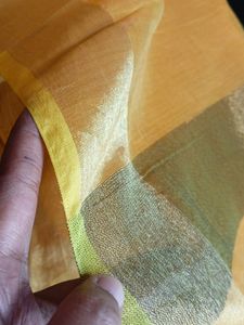 Yellow Cotton Silk Saree