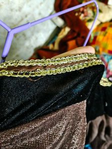 Elegant Brown &amp; Black Anarkali Dress