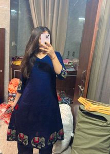 Elegant Blue Elephant Print Kurti