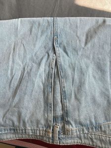 Denim Midi Skirt with Slit