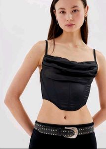(Lexi Satin Black Corset Top)