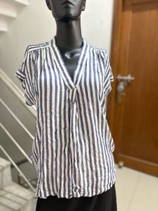 Stripped V Neck Top