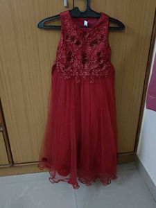 Red Embellished Party Dress