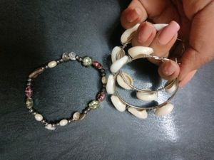 Sea Shell Ear Hoops And Bracelet (Combo)