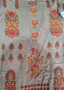 Women Embroidered Straight Kurta Gown