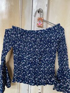 Navy Blue Colour Off Shoulder Top