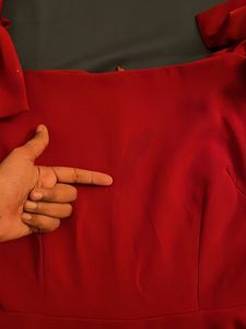Red Skater Dress with Shoulder Bow Detail