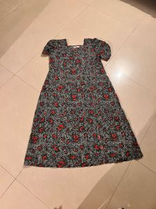 Black N Red Flower Dress