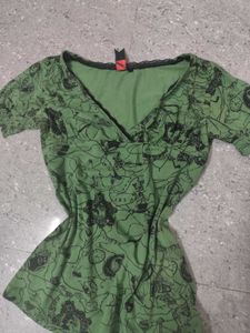 Rockstar Gf Nana Coded Green Printed Tee