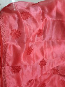 organza pink saree