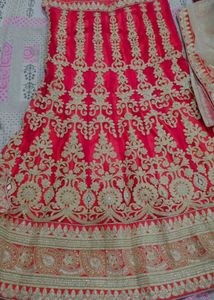 Red & Gold Embroidered Lehenga