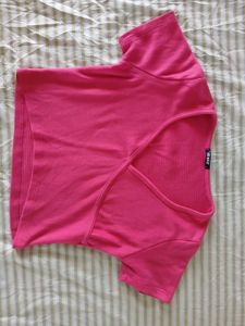 Hot Pink Wrap Top - SHEIN