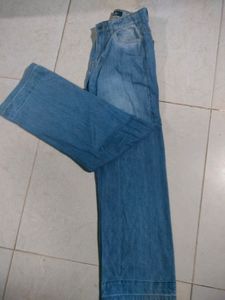 Blue High Waist Straight Fit Denim