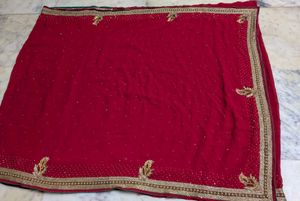 Red Embellished Saree