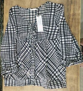 Gingham Tie-Neck Top