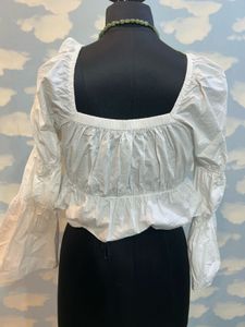 White Crop Top with Bell Sleeves