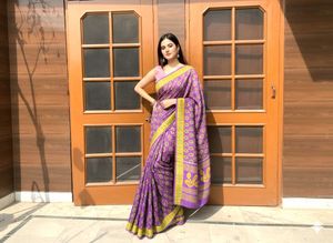💜✨PRINTESTY LOOK PURPLE SAREE✨