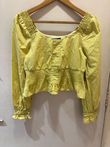 Yellow Smocked Long Sleeve Top