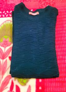 Women Girl Black Long Sweater School And Home Wear