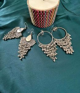 Boho Silver Drop Earrings