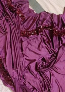 Stylish Ready-to-Wear Ruffle Satin Saree