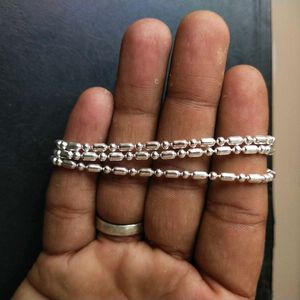 Pure Silver ._. Dot Ball Mix Snack Chain  22&#34;inc