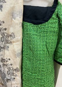 3/4th Kurta Stiched Cotton Suit Set With Dupatta