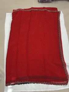 Elegant Red Embellished Saree