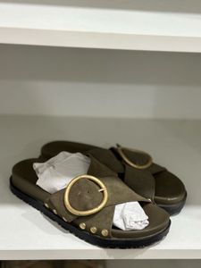 Zara Leather Buckle Flats