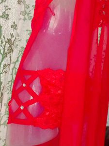 sexy Red Lace Lingerie Nightgown
