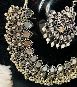 Oxidized Silver Necklace &amp; Headpiece Set