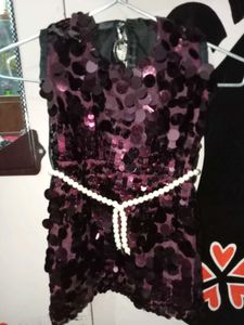 Sequin Top with Pearl Belt