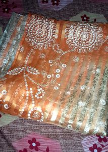 orange color beautiful saree😍🥰
