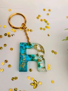 Resin Initial Keychain - R